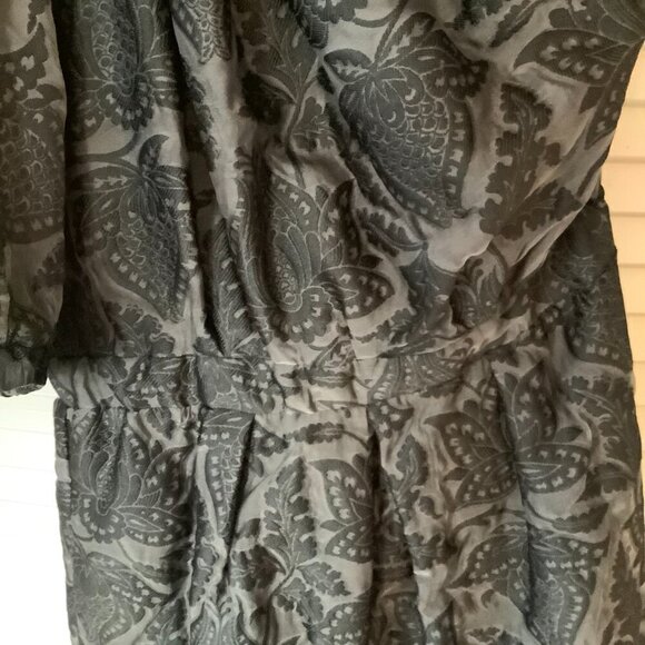 Jill Stuart dress Agathe one shoulder 10 black brocade damask silk black grey - Picture 8 of 12